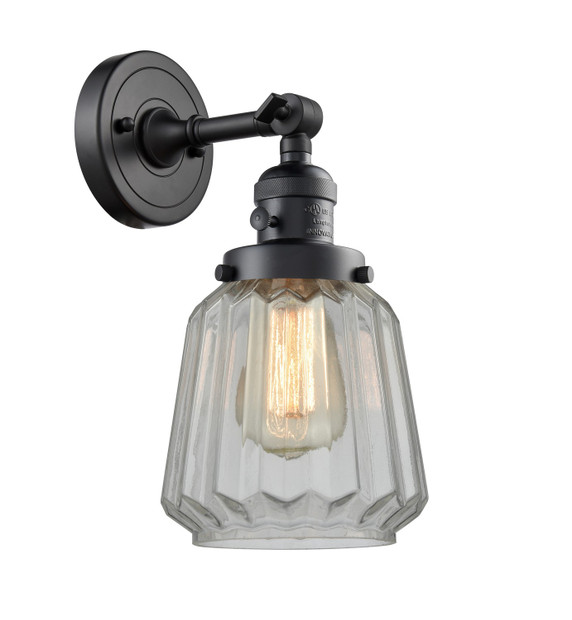 Sconces Single Glass by Innovations ( 405 | 203SW-BK-G142-LED Franklin Restoration ) 