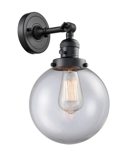 Sconces Single Glass by Innovations ( 405 | 203SW-BK-G202-8-LED Franklin Restoration ) 