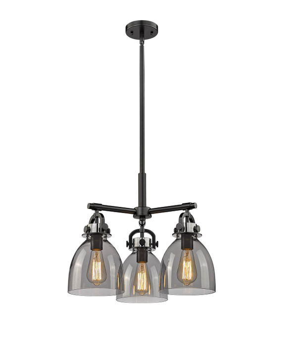 Mini Chandeliers Glass Shade by Innovations ( 405 | 410-3CR-BK-G412-7SM Downtown Urban ) 