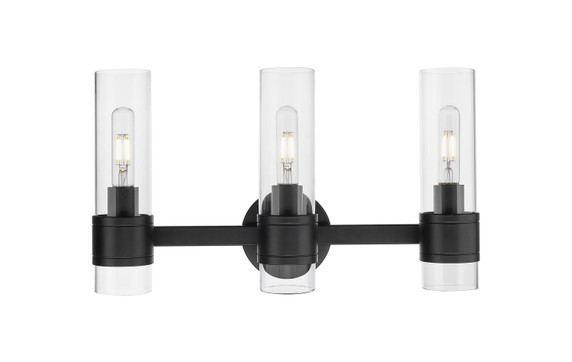 Bathroom Fixtures Three Lights by Innovations ( 405 | 467-3W-BK-G467-CL Downtown Urban ) 
