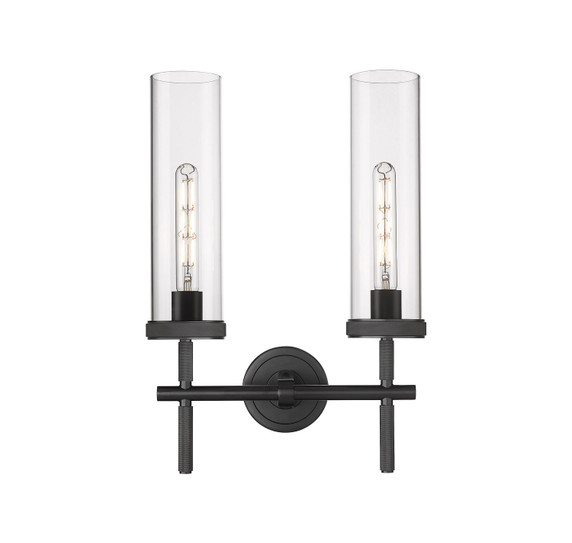 Sconces Double Glass by Innovations ( 405 | 471-2W-BK-G471-12CL Downtown Urban ) 
