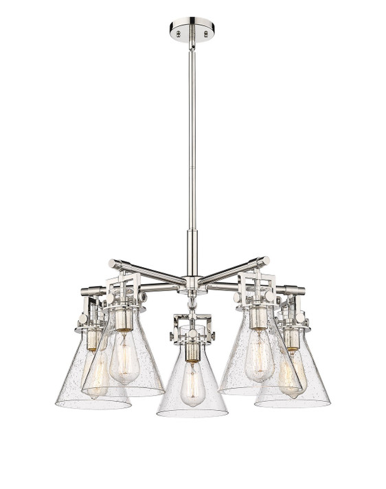 Mid. Chandeliers Glass Down by Innovations ( 405 | 411-5CR-PN-G411-7SDY Downtown Urban ) 