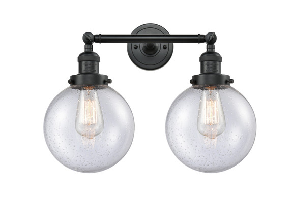 Bathroom Fixtures Two Lights by Innovations ( 405 | 208-BK-G204-8-LED Franklin Restoration ) 