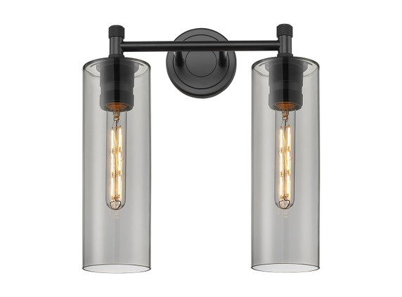 Bathroom Fixtures Two Lights by Innovations ( 405 | 434-2W-BK-G434-12SM Downtown Urban ) 