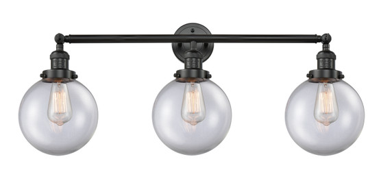 Bathroom Fixtures Three Lights by Innovations ( 405 | 205-BK-G202-8-LED Franklin Restoration ) 