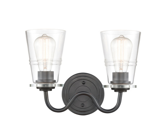 Bathroom Fixtures Two Lights by Innovations ( 405 | 421-2W-BK-CL-LED Auralume ) 