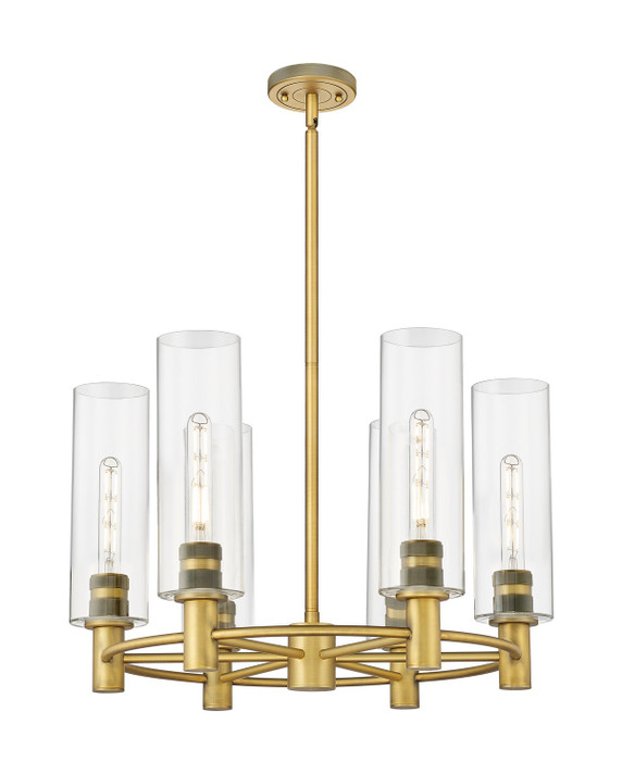 Mid. Chandeliers Glass Up by Innovations ( 405 | 434-6CR-BB-G434-12CL Downtown Urban ) 