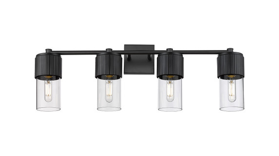 Bathroom Fixtures Four Lights by Innovations ( 405 | 428-4W-BK-G428-7CL Downtown Urban ) 