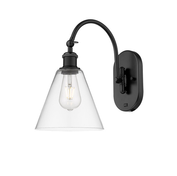 Sconces Single Glass by Innovations ( 405 | 518-1W-BK-GBC-82-LED Ballston ) 