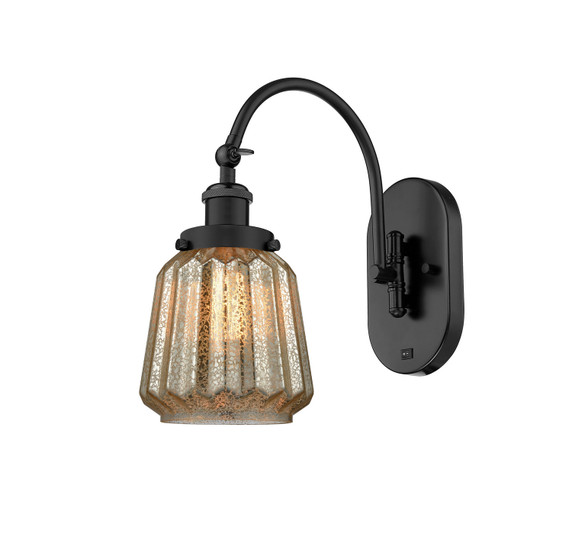 Sconces Single Glass by Innovations ( 405 | 918-1W-BK-G146-LED Franklin Restoration ) 