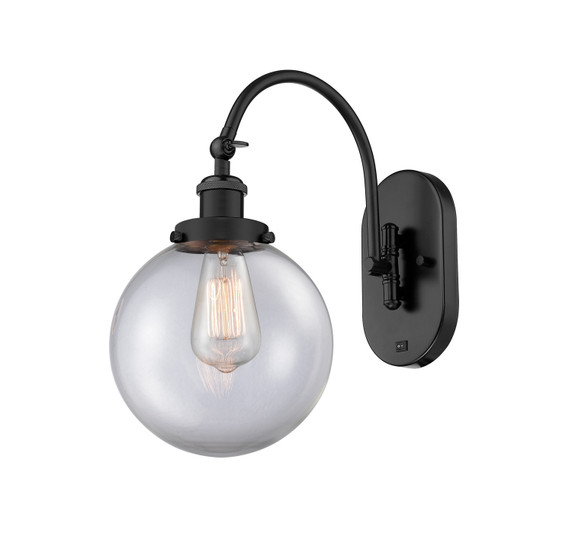 Sconces Single Glass by Innovations ( 405 | 918-1W-BK-G202-8-LED Franklin Restoration ) 