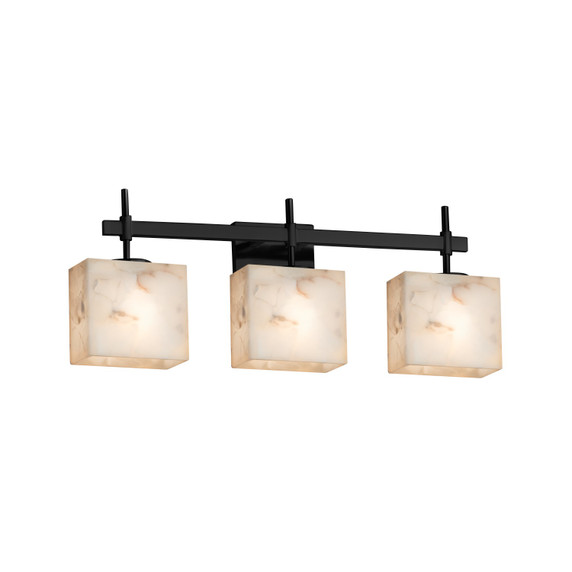 Bathroom Fixtures Three Lights by Justice Designs ( 102 | ALR-8413-55-MBLK Alabaster Rocks ) 