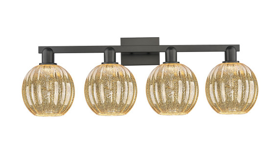 Bathroom Fixtures Four Lights by Innovations ( 405 | 716-4W-BK-G458-7ME Arcadia ) 