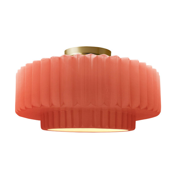 Semi-Flush Mts. Drum Shade by Justice Designs ( 102 | CER-6375-BSH-BRSS Radiance ) 