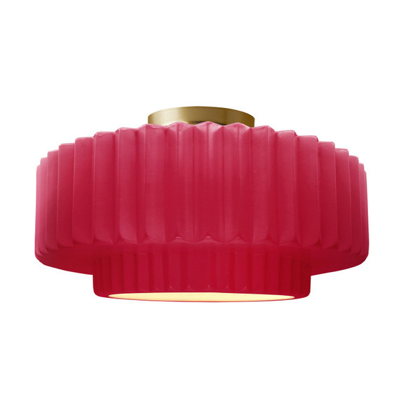 Semi-Flush Mts. Drum Shade by Justice Designs ( 102 | CER-6375-CRSE-BRSS Radiance ) 