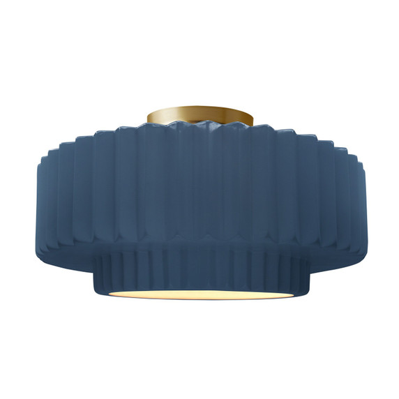 Semi-Flush Mts. Drum Shade by Justice Designs ( 102 | CER-6375-MDMT-BRSS Radiance ) 