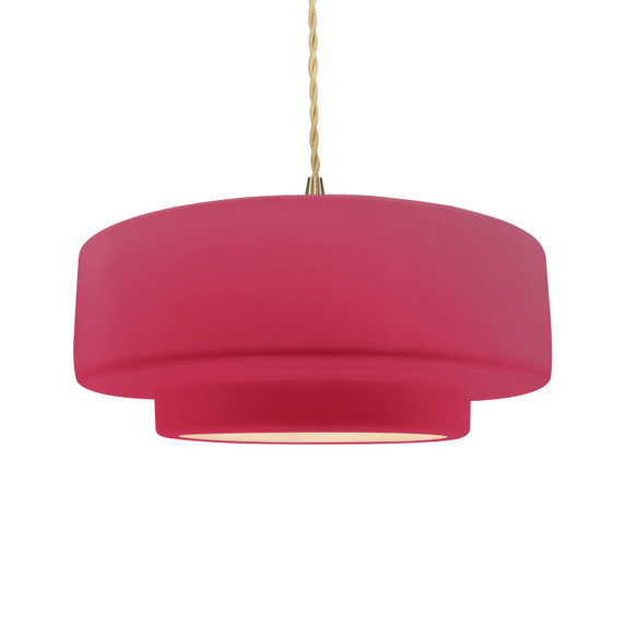 Pendants Drum Shade by Justice Designs ( 102 | CER-6545-CRSE-BRSS-BEIG-TWST Radiance ) 