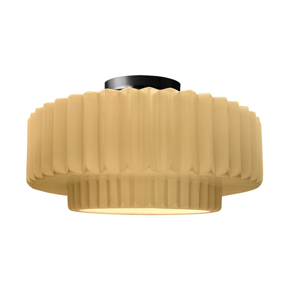 Semi-Flush Mts. Drum Shade by Justice Designs ( 102 | CER-6375-MYLW-MBLK Radiance ) 