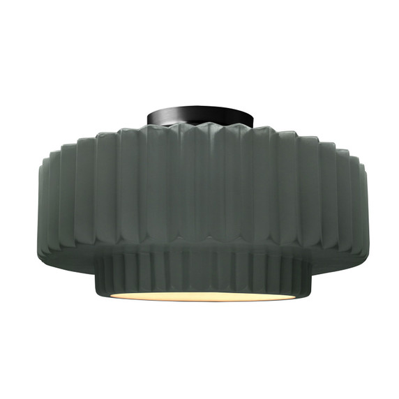 Semi-Flush Mts. Drum Shade by Justice Designs ( 102 | CER-6375-PWGN-MBLK Radiance ) 