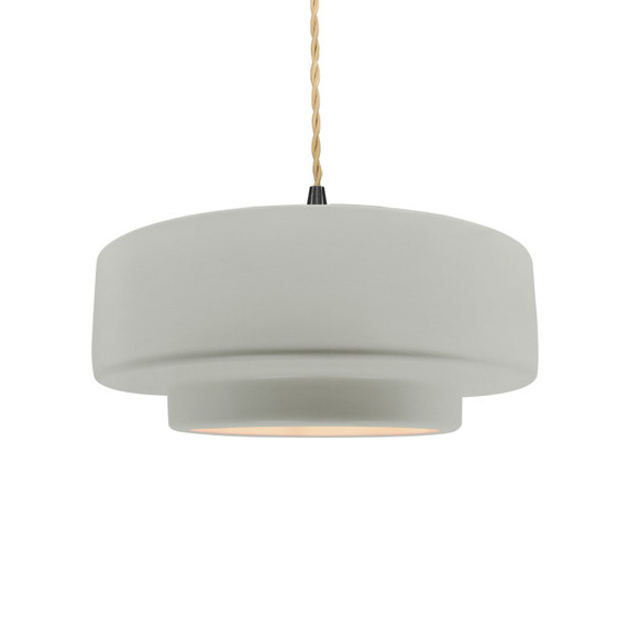 Pendants Drum Shade by Justice Designs ( 102 | CER-6543-BIS-MBLK-BEIG-TWST Radiance ) 