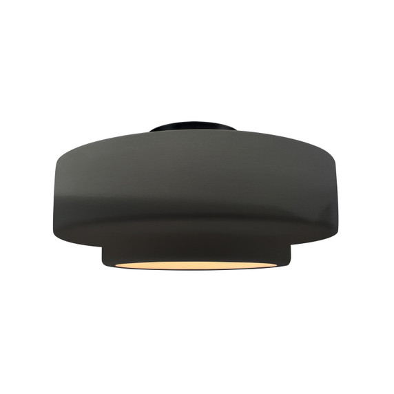 Semi-Flush Mts. Drum Shade by Justice Designs ( 102 | CER-6363-GRY-MBLK Radiance ) 