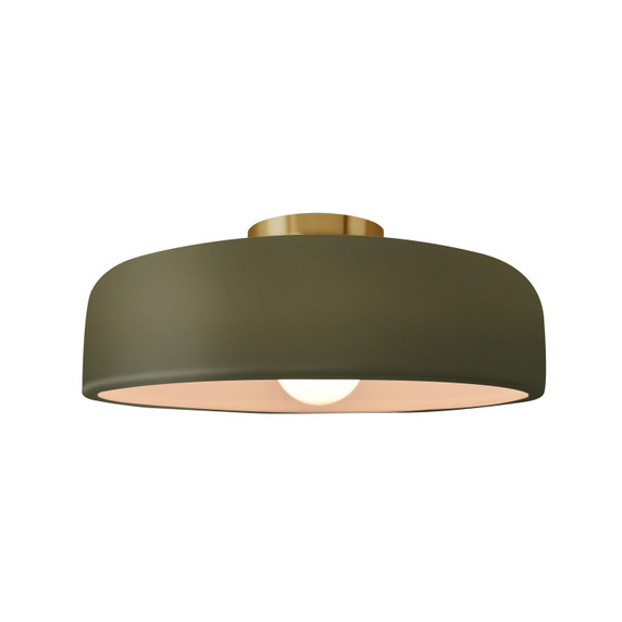 Semi-Flush Mts. Bowl Style by Justice Designs ( 102 | CER-6343-MGRN-BRSS Radiance ) 