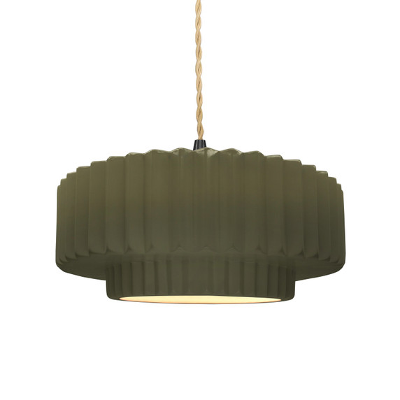 Pendants Drum Shade by Justice Designs ( 102 | CER-6553-MGRN-MBLK-BEIG-TWST Radiance ) 