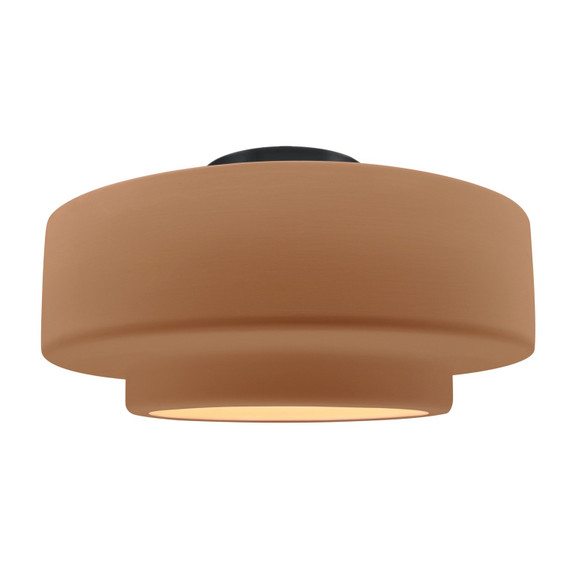 Semi-Flush Mts. Drum Shade by Justice Designs ( 102 | CER-6365-ADOB-MBLK Radiance ) 