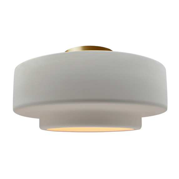 Semi-Flush Mts. Drum Shade by Justice Designs ( 102 | CER-6365-BIS-BRSS Radiance ) 