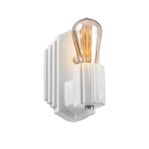 Sconces Single Glass by Justice Designs ( 102 | CER-7041-WHT-NCKL American Classics ) 
