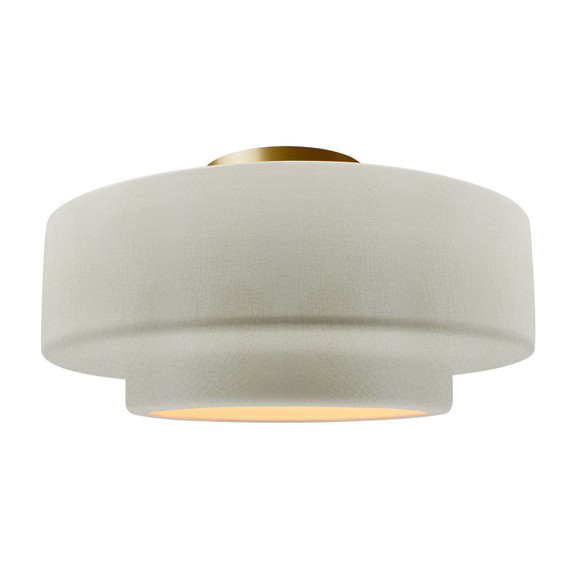 Semi-Flush Mts. Drum Shade by Justice Designs ( 102 | CER-6365-CRK-BRSS Radiance ) 