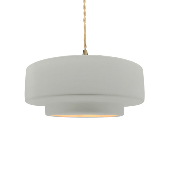 Pendants Drum Shade by Justice Designs ( 102 | CER-6543-MTGD-BRSS-BEIG-TWST Radiance ) 