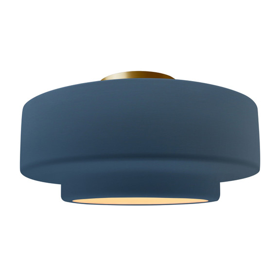 Semi-Flush Mts. Drum Shade by Justice Designs ( 102 | CER-6365-MID-BRSS Radiance ) 