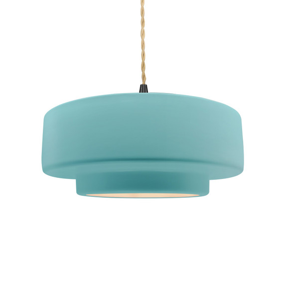 Pendants Drum Shade by Justice Designs ( 102 | CER-6543-RFPL-MBLK-BEIG-TWST Radiance ) 
