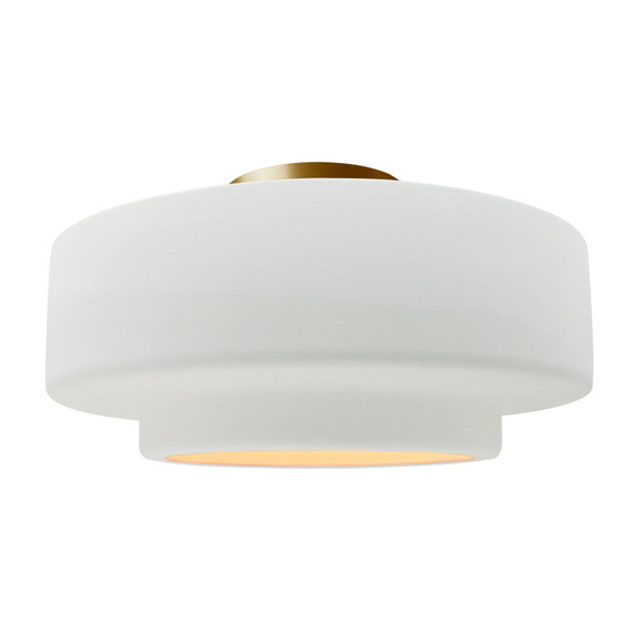 Semi-Flush Mts. Drum Shade by Justice Designs ( 102 | CER-6365-WHT-BRSS Radiance ) 