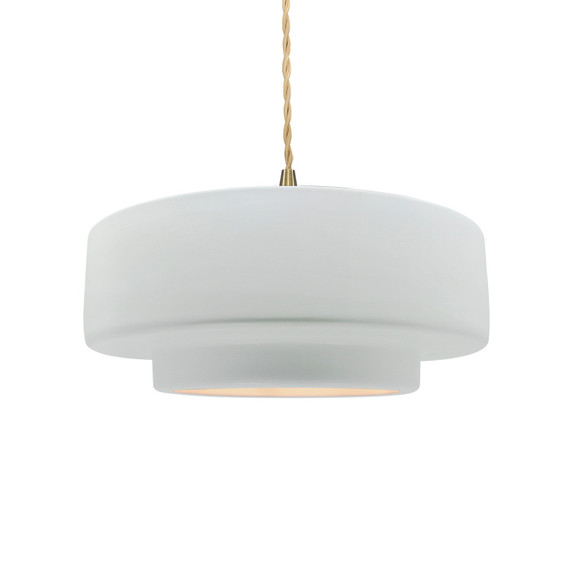Pendants Drum Shade by Justice Designs ( 102 | CER-6543-WTWT-BRSS-BEIG-TWST Radiance ) 