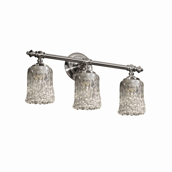 Bathroom Fixtures Three Lights by Justice Designs ( 102 | GLA-8523-16-CLRT-NCKL Veneto Luce ) 