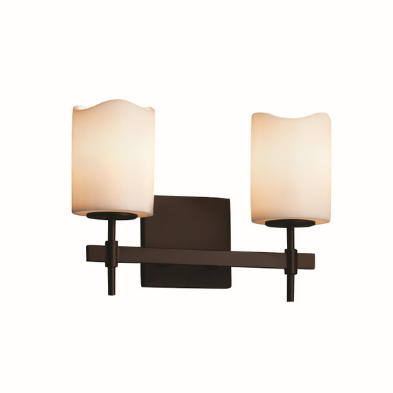 Bathroom Fixtures Two Lights by Justice Designs ( 102 | CNDL-8412-14-CREM-DBRZ CandleAria ) 