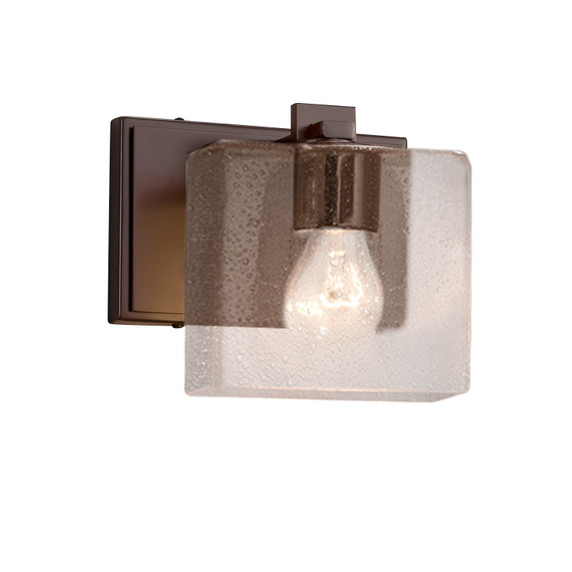 Sconces Single Glass by Justice Designs ( 102 | FSN-8447-55-SEED-DBRZ Fusion ) 