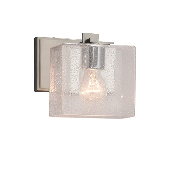 Sconces Single Glass by Justice Designs ( 102 | FSN-8447-55-SEED-NCKL Fusion ) 