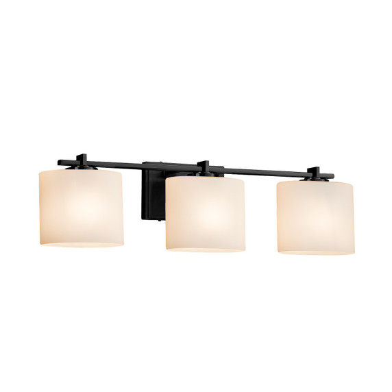 Bathroom Fixtures Three Lights by Justice Designs ( 102 | FSN-8443-30-OPAL-MBLK-LED3-2100 Fusion ) 