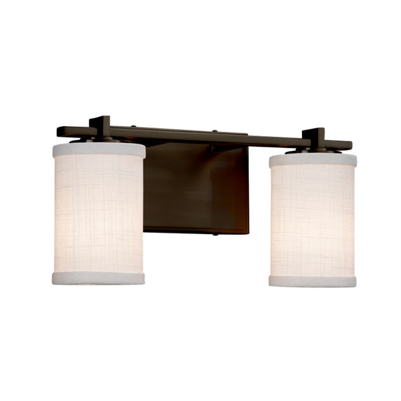 Bathroom Fixtures Two Lights by Justice Designs ( 102 | FAB-8442-10-WHTE-DBRZ Textile ) 