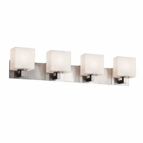 Bathroom Fixtures Four Lights by Justice Designs ( 102 | FSN-8924-55-OPAL-NCKL Fusion ) 