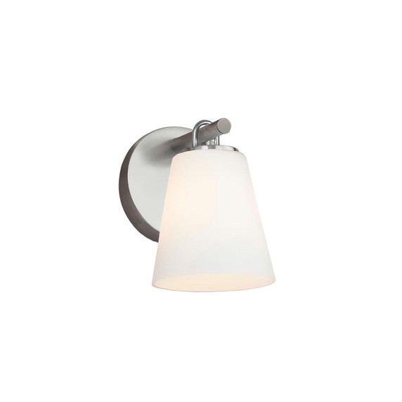 Sconces Single Glass by Justice Designs ( 102 | FSN-8031-OPAL-NCKL Fusion ) 