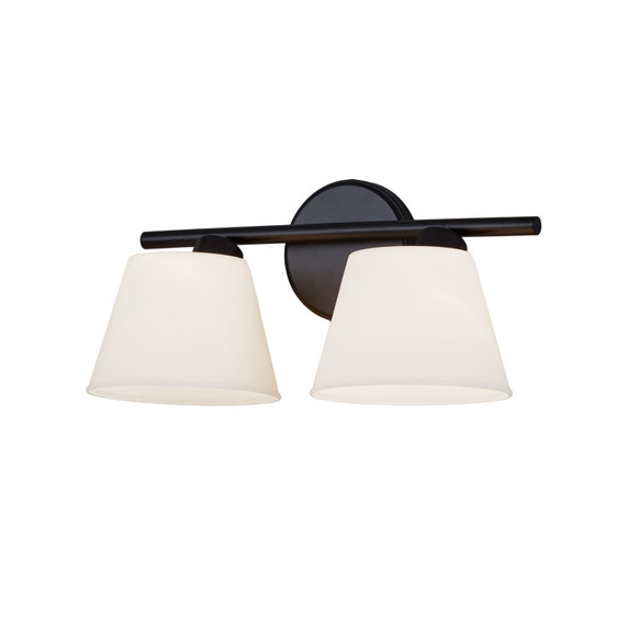 Bathroom Fixtures Two Lights by Justice Designs ( 102 | FSN-8072-OPAL-MBLK Fusion ) 