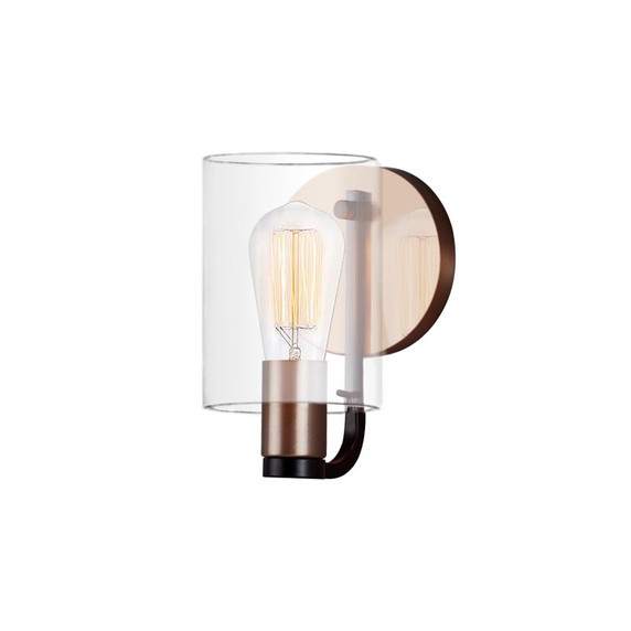 Sconces Single Glass by Justice Designs ( 102 | FSN-8081-CLER-MBBR Fusion ) 