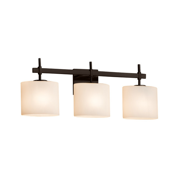 Bathroom Fixtures Three Lights by Justice Designs ( 102 | FSN-8413-30-OPAL-DBRZ Fusion ) 