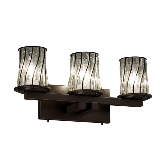 Bathroom Fixtures Three Lights by Justice Designs ( 102 | WGL-8773-10-SWCB-DBRZ-LED3-2100 Wire Glass ) 