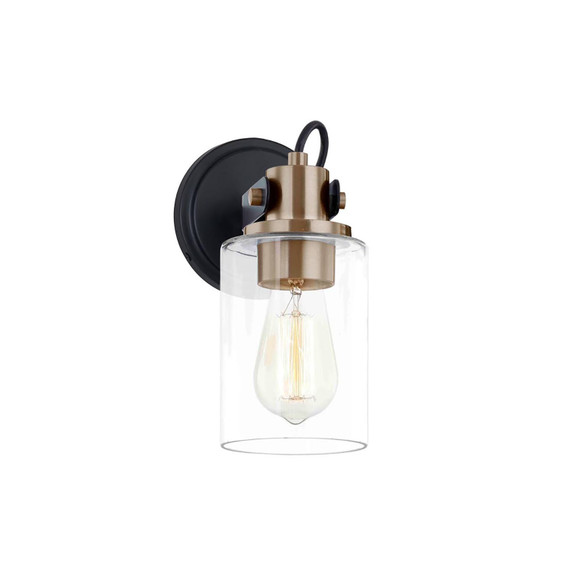Sconces Single Glass by Justice Designs ( 102 | FSN-8191-CLER-MBBR Fusion ) 