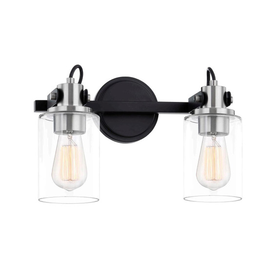 Bathroom Fixtures Two Lights by Justice Designs ( 102 | FSN-8192-CLER-MBNK Fusion ) 